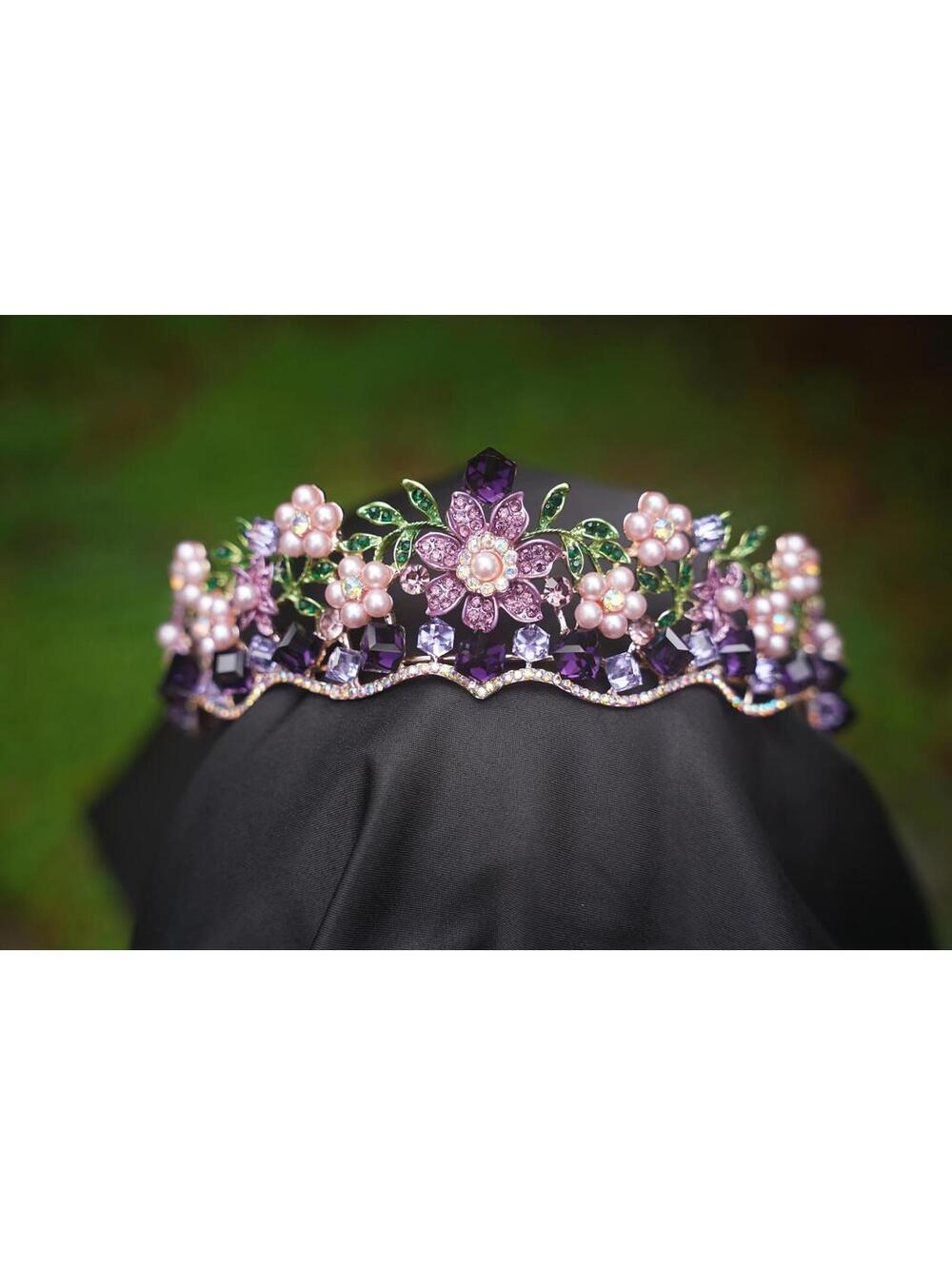 Purple Crystal Floral Tiara: Bridal Garden Crown